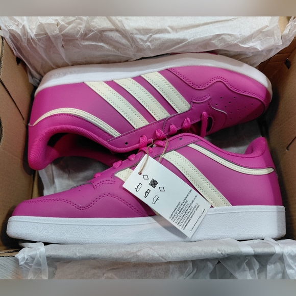 NEW Adidas Women's Hoops 4.0 White & Cream Full Leather Upper SIZE 9.5 Sneakers - Picture 14 of 15